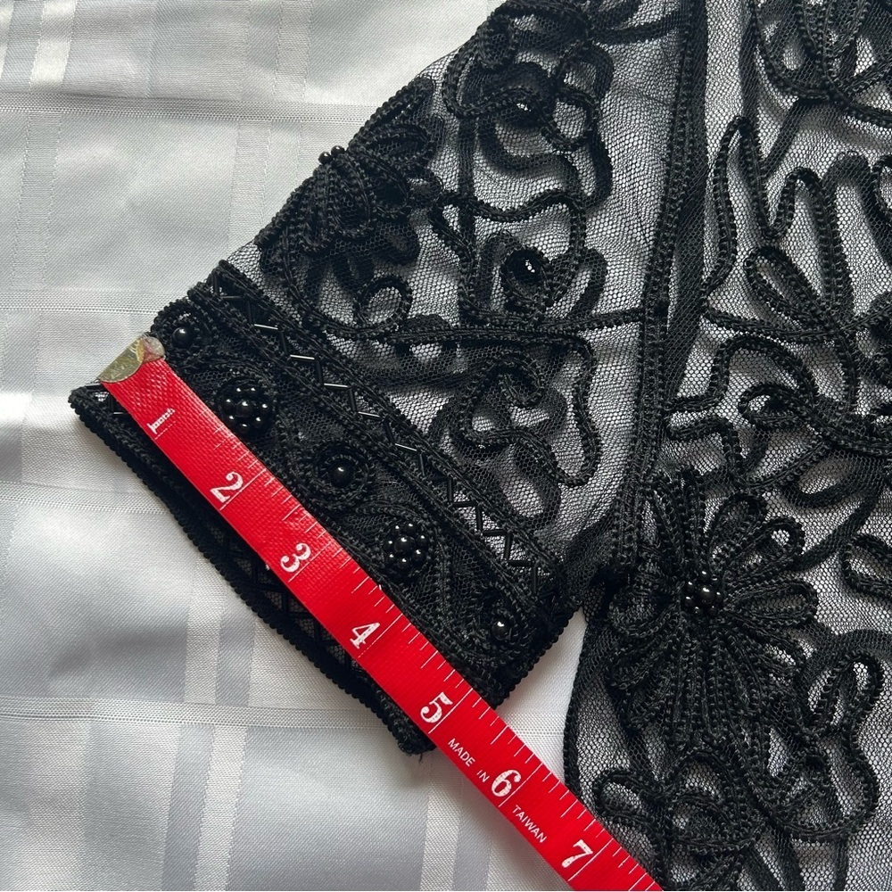 Women's Black Embroidered Sheer Bolero Jacket - Picture 6 of 11